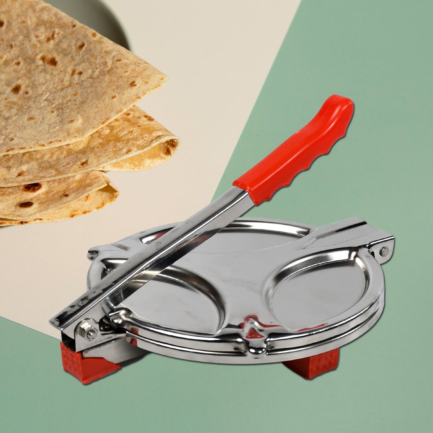 PURI PRESS MAKER - STAINLESS STEEL PURI MAKER PRESS MACHINE - ROTI CHAPATI PRESSER FOR HOME -KHAKHRA- PURI MAKER PRESS MACHINE WITH HANDLE, MANUAL PURI MAKER (MEDIUM) - Springkart 