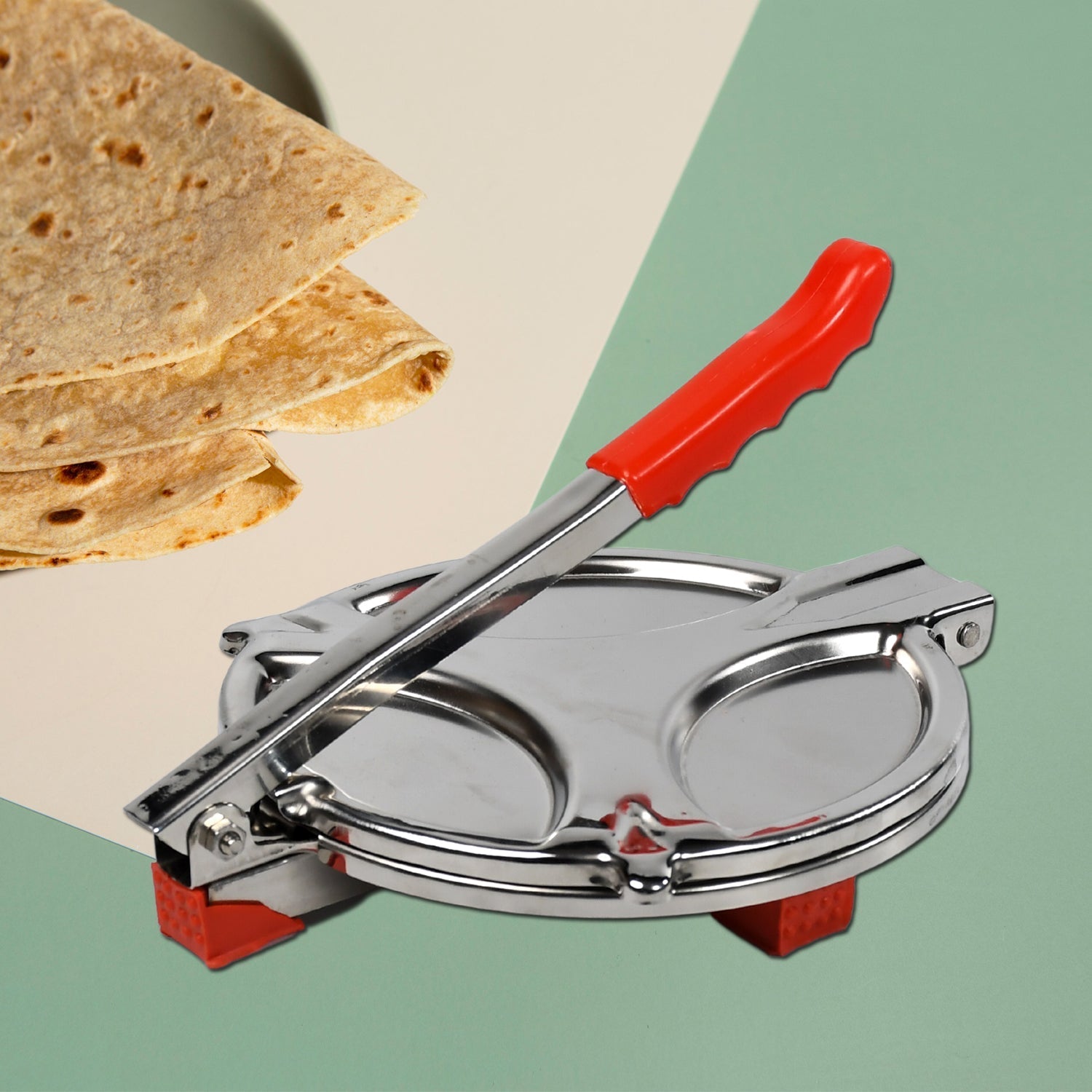 PURI PRESS MAKER - STAINLESS STEEL PURI MAKER PRESS MACHINE - ROTI CHAPATI PRESSER FOR HOME -KHAKHRA- PURI MAKER PRESS MACHINE WITH HANDLE, MANUAL PURI MAKER (MEDIUM) - Springkart 