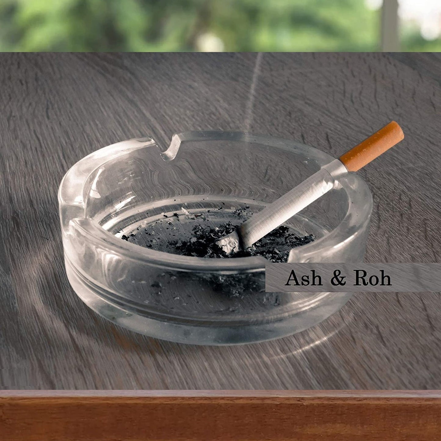 Glass Classic Crystal Quality Cigar Cigarette Ashtray Round Tabletop for Home Office Indoor Outdoor Home Decor - Springkart 