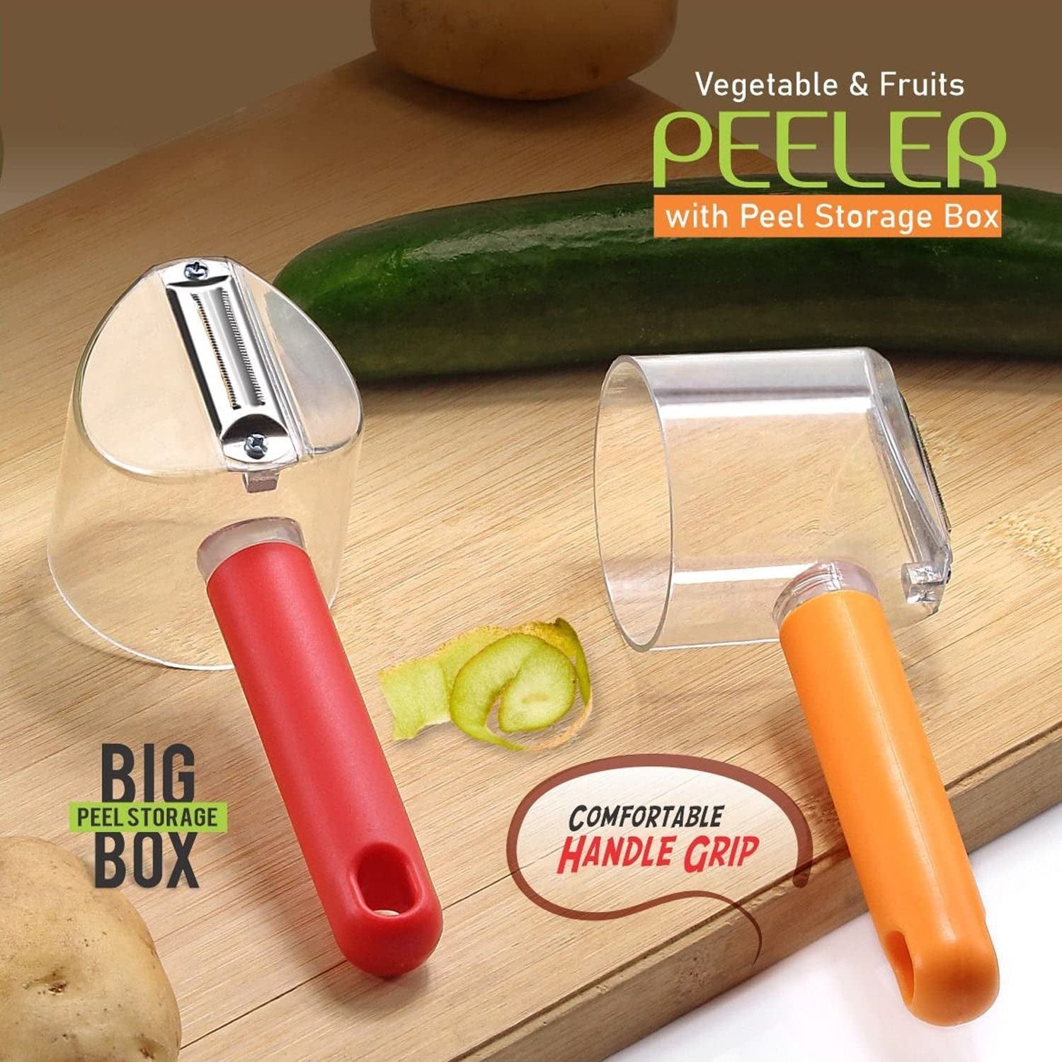 Home Kitchen Cooking Tools Peeler With Container Stainless Steel Carrot Cucumber Apple Super Fruit Vegetable Peeler - Springkart 