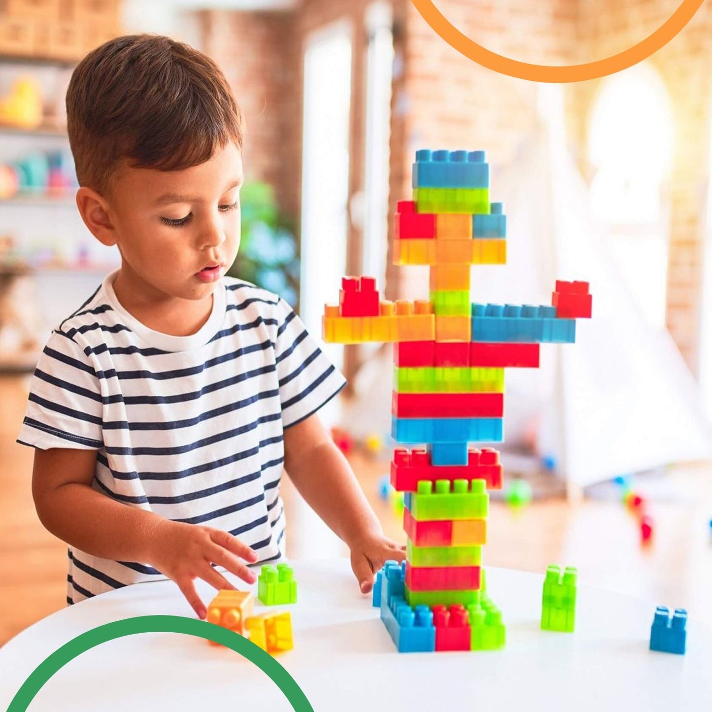 Blocks Set for Kids, Play Fun and Learning Blocks for Kids Games for Children Block Game Puzzles Set Boys, Children (Multicolor, 60 Bricks Blocks) - Springkart 