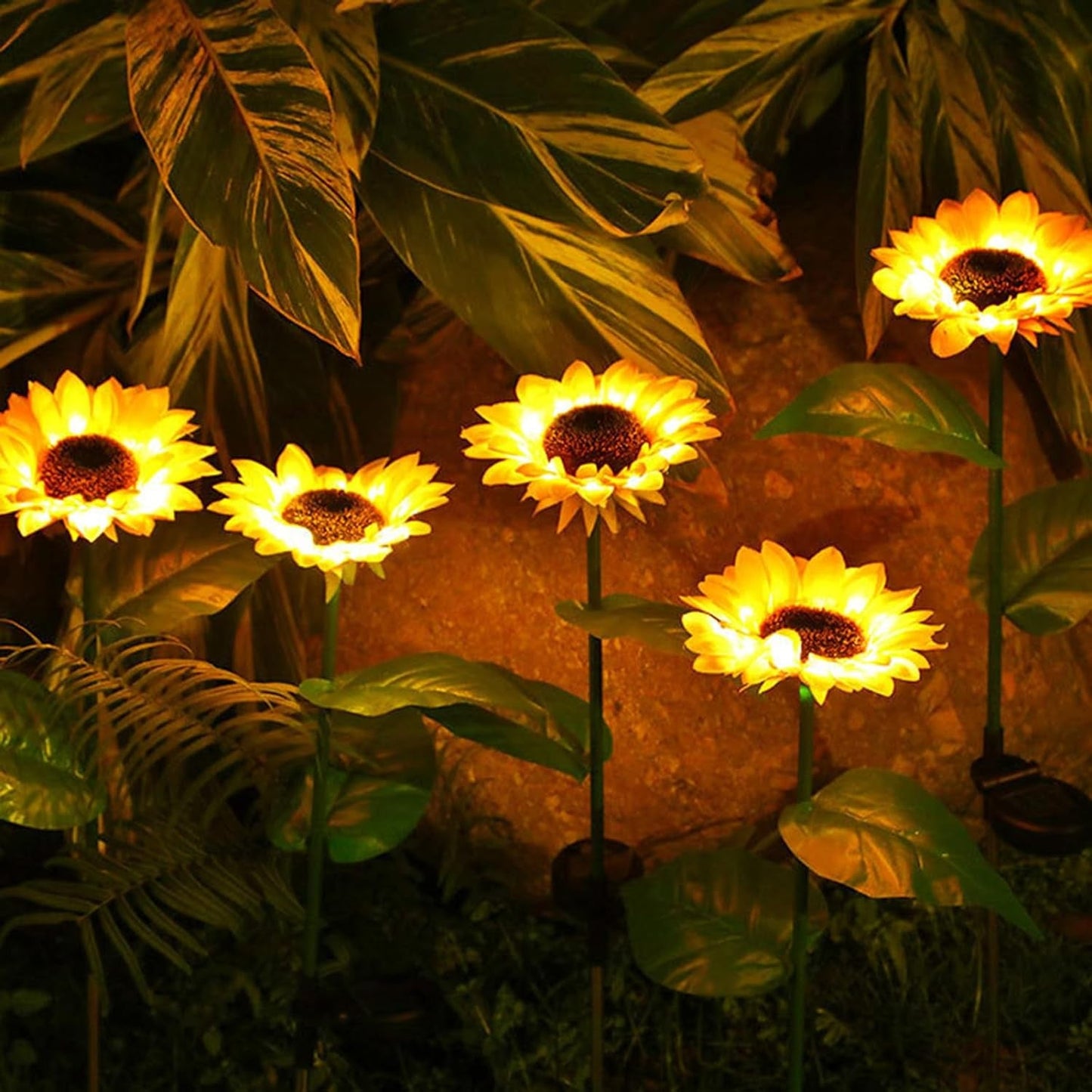 2 Pc Outdoor Solar Sunflower Lights Intelligent Light Control Waterproof Garden Landscape Stake Light - Springkart 