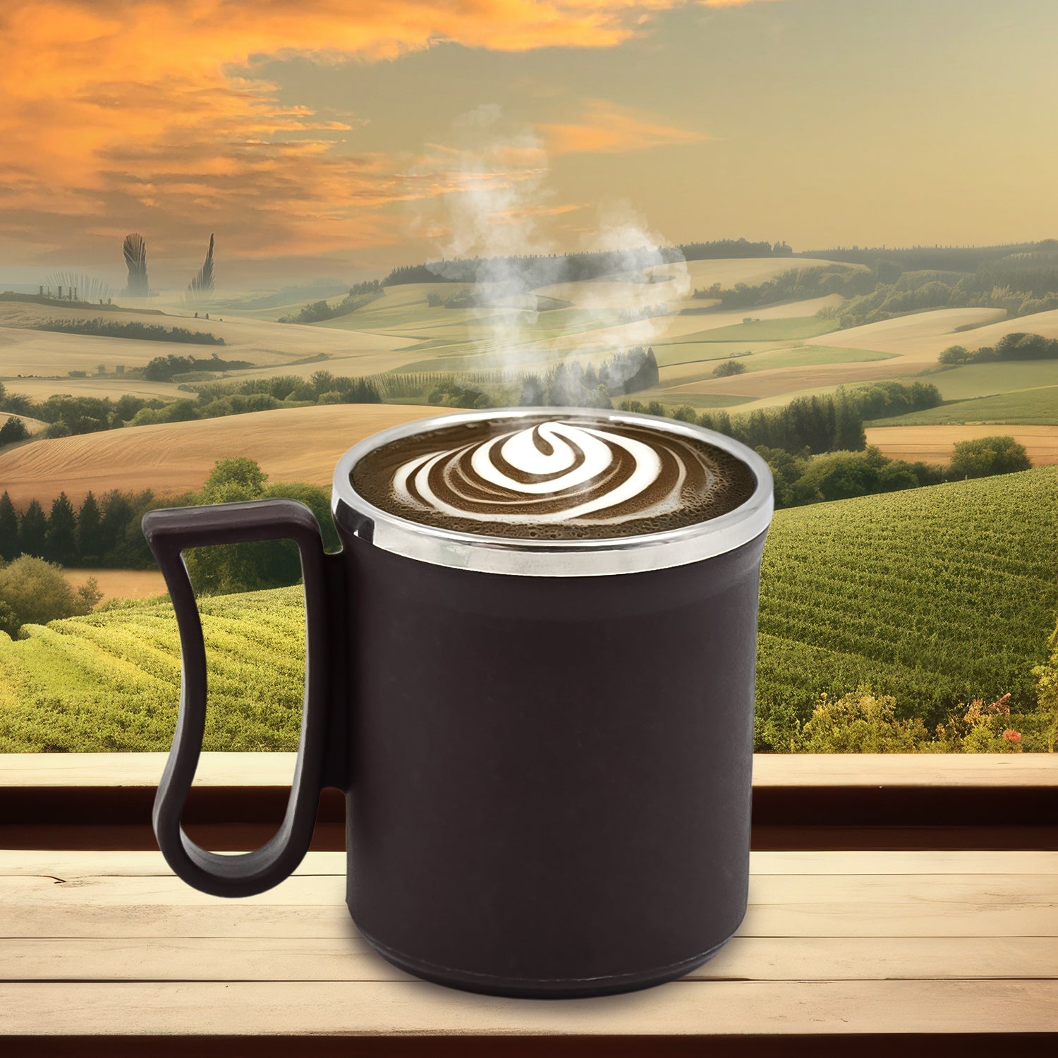 Coffee Mug with Lid and Handle-Plastic Covered Stainless Steel Mug (Random Color, Approx 200 ML) - Springkart 