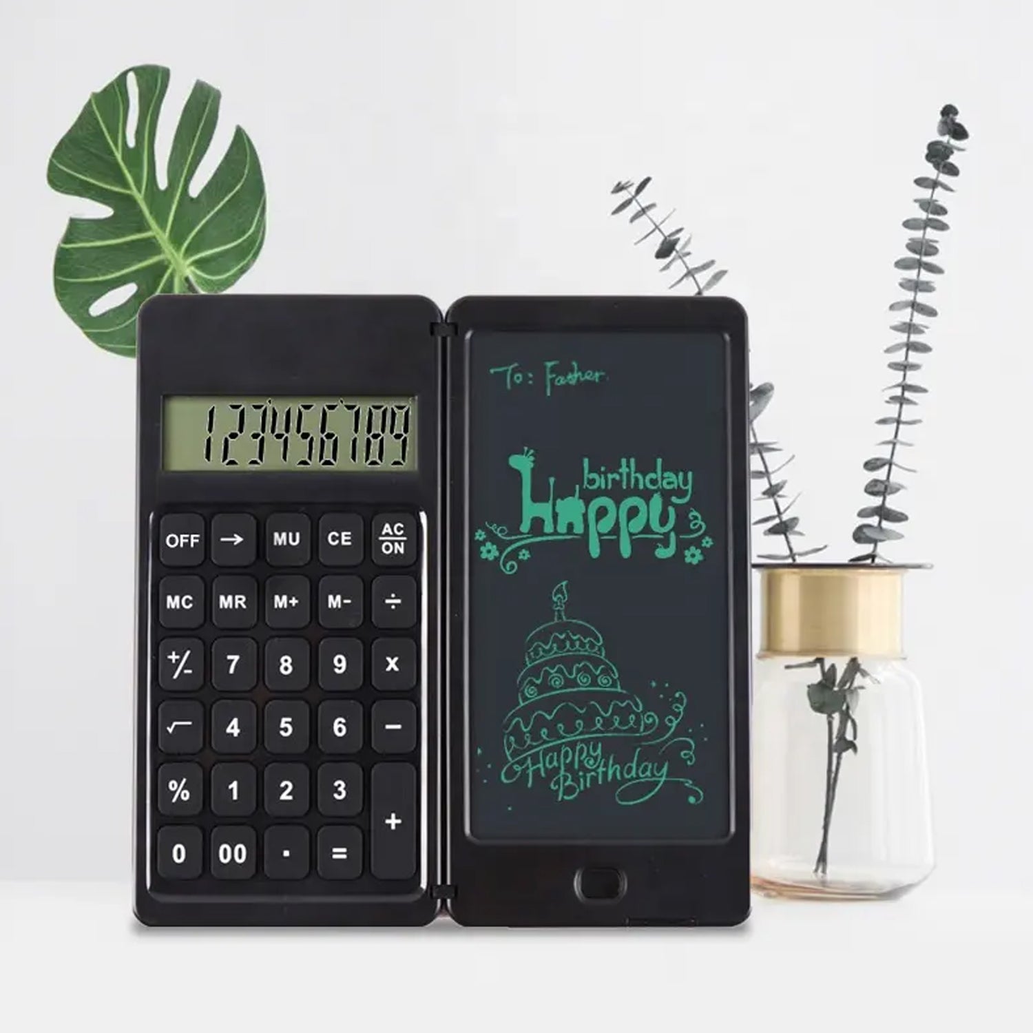 Foldable Calculator With 6 Inch LCD Tablet Digital Drawing Pad Stylus Pen Erase Button Lock Function Smart Calculator -01 - Springkart 