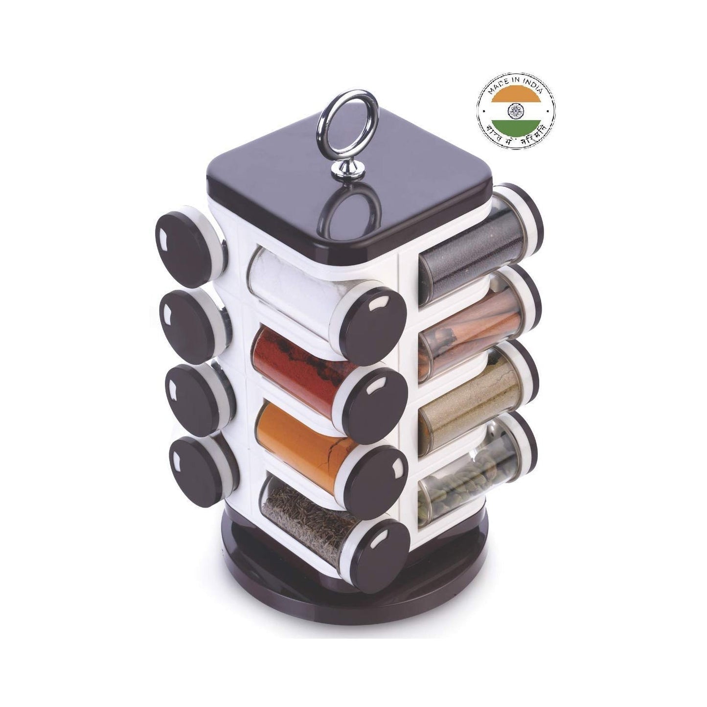 Ganesh Multipurpose Revolving Spice Rack With 16 Pcs Dispenser each 100 ml Plastic Spice ABS Material 1 Piece Spice Set 1 Piece Spice Set (Plastic) - Springkart 