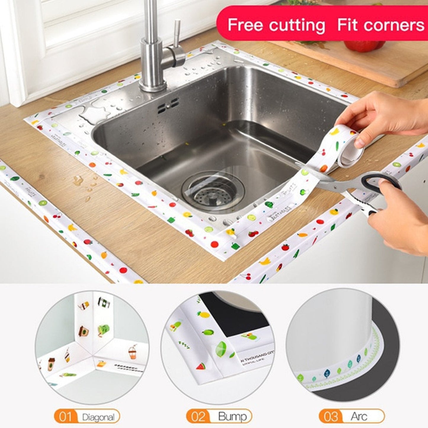 Kitchen Sink Platform Sticker Bathroom Corner Tape (2Meter Size) - Springkart 