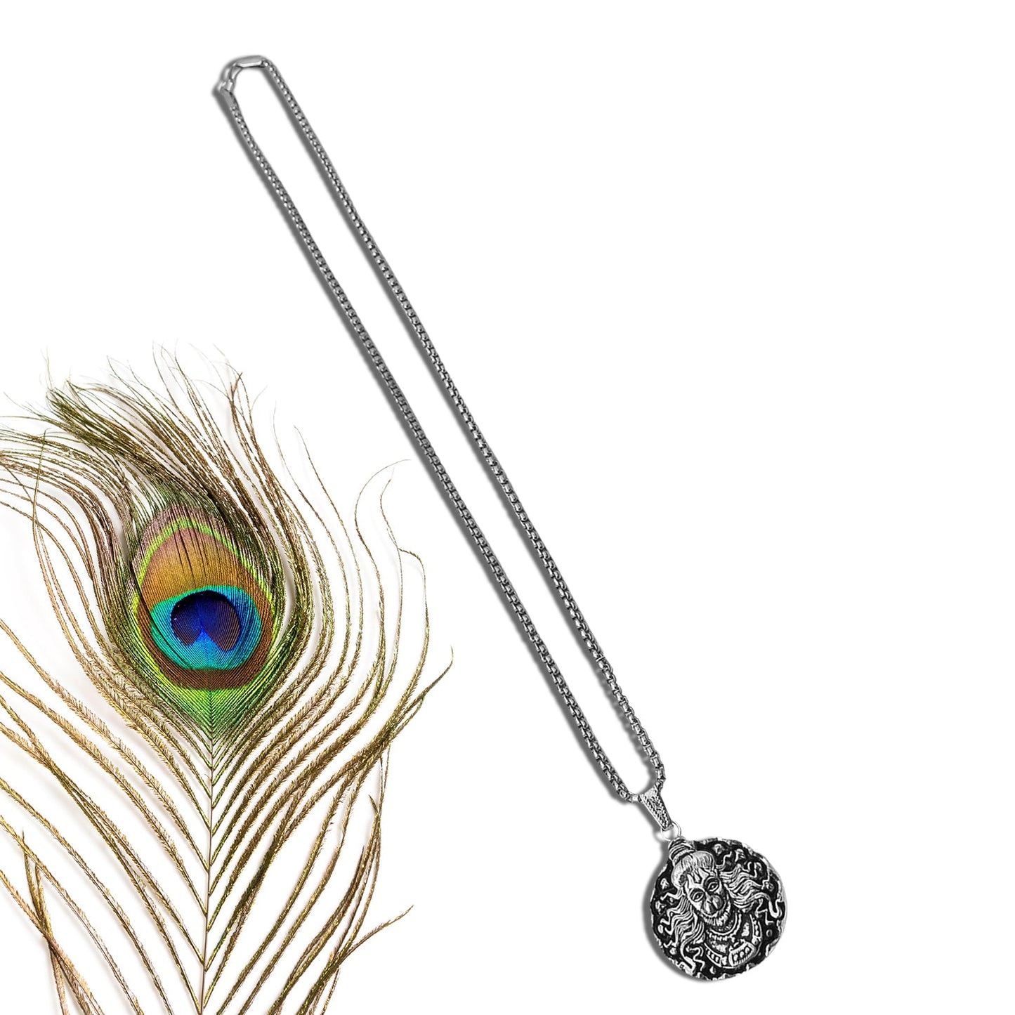 Hanuman Locket With Chain, Pendant Necklace Chain (1 Pc) - Springkart 