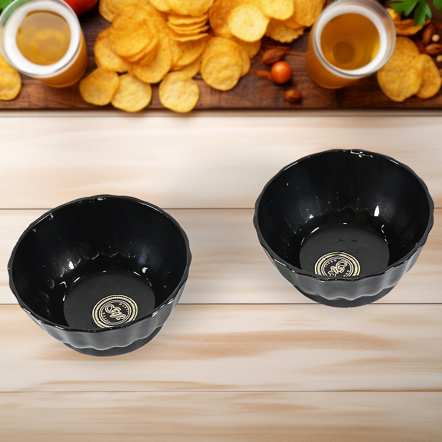 Ertiga Round Ceramic Bowl With Plastic leaf shape Serving platter Portable, Lightweight Breakfast, Serving Bowl | Highly Durable Material | Ideal for Rice, Pasta, Desserts Home & Kitchen Serving Bowl & platter (4 Pcs set) - Springkart 