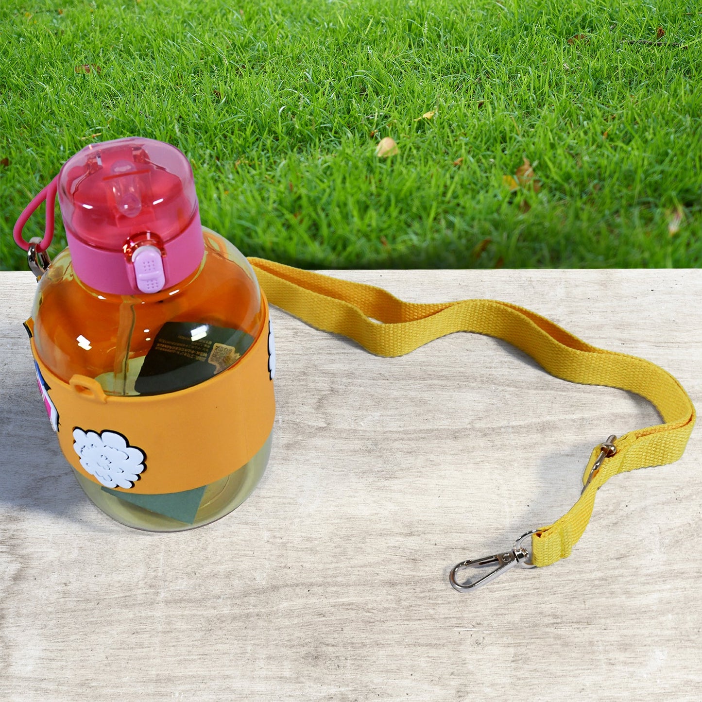 Cute Plastic Water Bottle with adjustable shoulder strap, Straw and Rubber Grip potable drinking cup Water Bottle For Kids | Water Bottle | Return Gift For Kids, Adults | School Water Bottle (1 Pc / 750 ML) - Springkart 