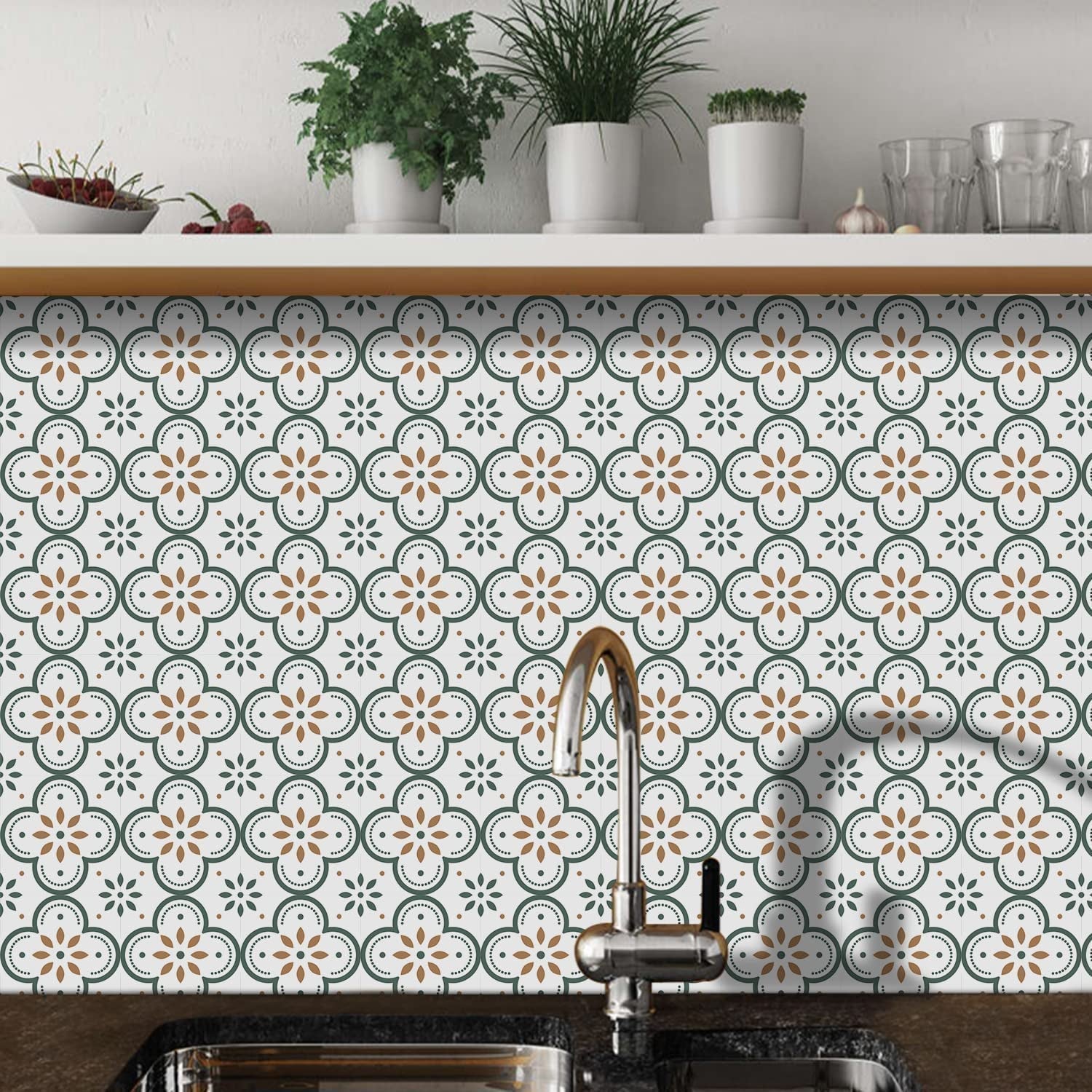 Peel and Stick Floor Tiles Kitchen / Bathroom Backsplash Sticker Detachable Waterproof DIY Tile Stickers for Wall Decoration Tiles Home Decoration (8x8 Inch / 10 Pcs Set) - Springkart 
