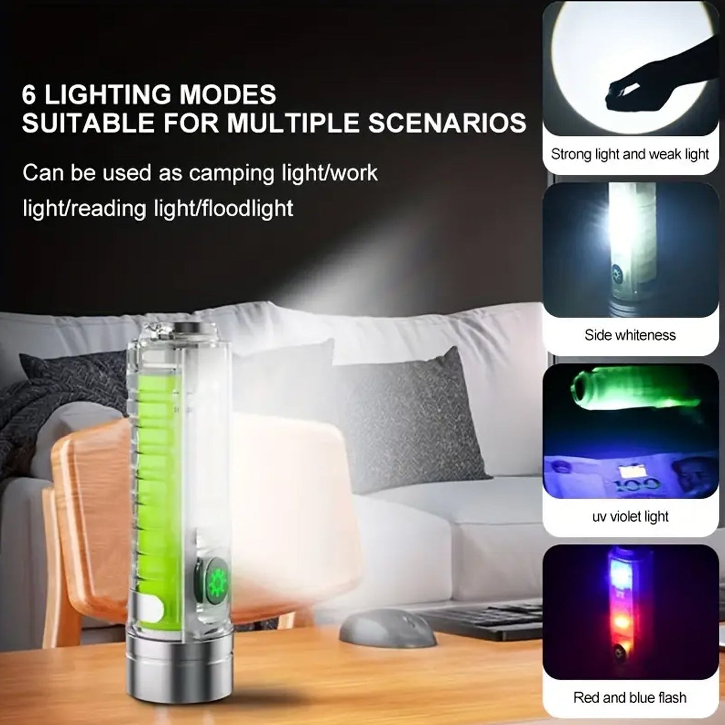 Pattern Flashlight USB Flashlight Rechargeable LED Torch Light (1 Pc) - Springkart 