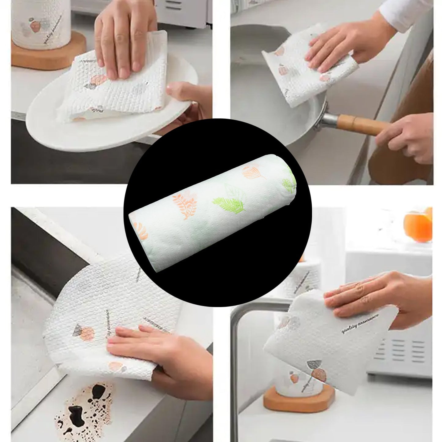 Non Woven Reusable and Washable Kitchen Printed Tissue Roll Non-stick Oil Absorbing Paper Roll Kitchen Special Paper Towel Wipe Paper Dish Cloth Cleaning Cloth 40 sheets / Pulls - Springkart 