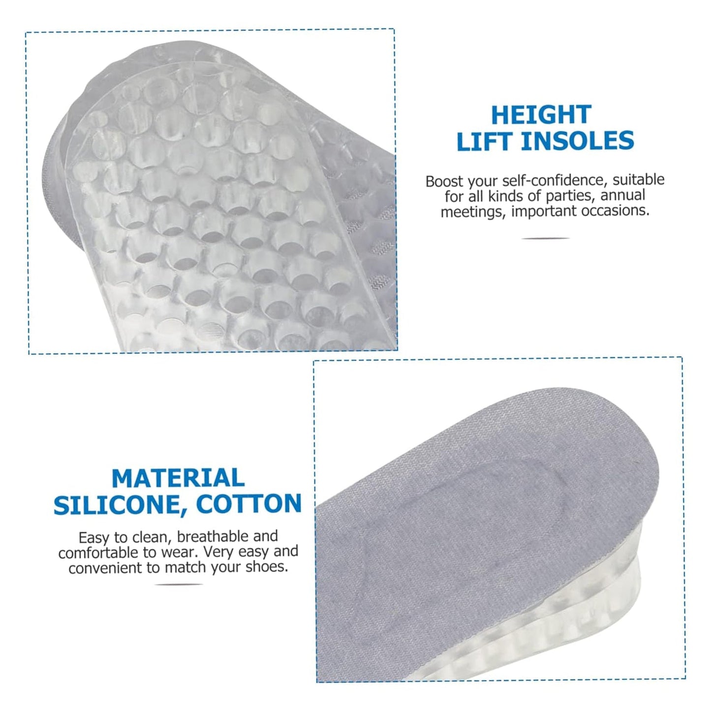 Height Increase Silicone Insoles Heel (1 Pair / 4 Layer) - Springkart 