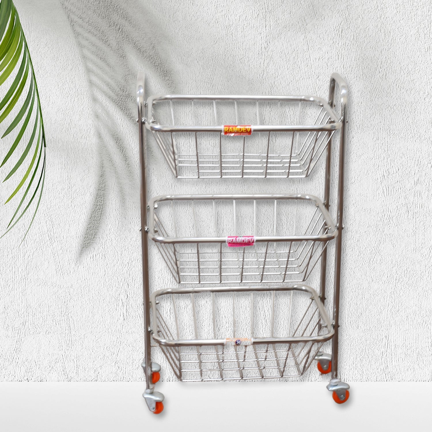 Multipurpose 3 Layer Stainless Steel Fruit & Vegetable 4 Stand Kitchen Trolley | Fruit Basket | Vegetable Basket | Onion Potato Rack For Kitchen | Vegetable Stand For Kitchen - Springkart 