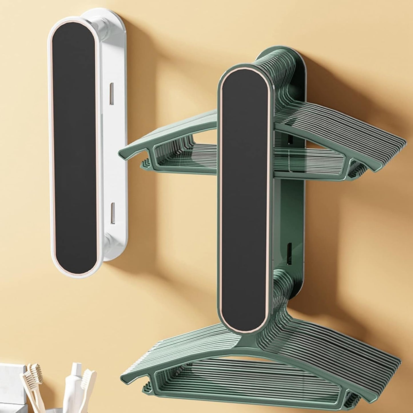 Hanger Organizer Stacker, Wall Mounted Stretchable Clothes Hanger Holder Organizer, Wall Mount Clothes Rack Organizer for Washing Machine, Hanger Storage Rack - Springkart 