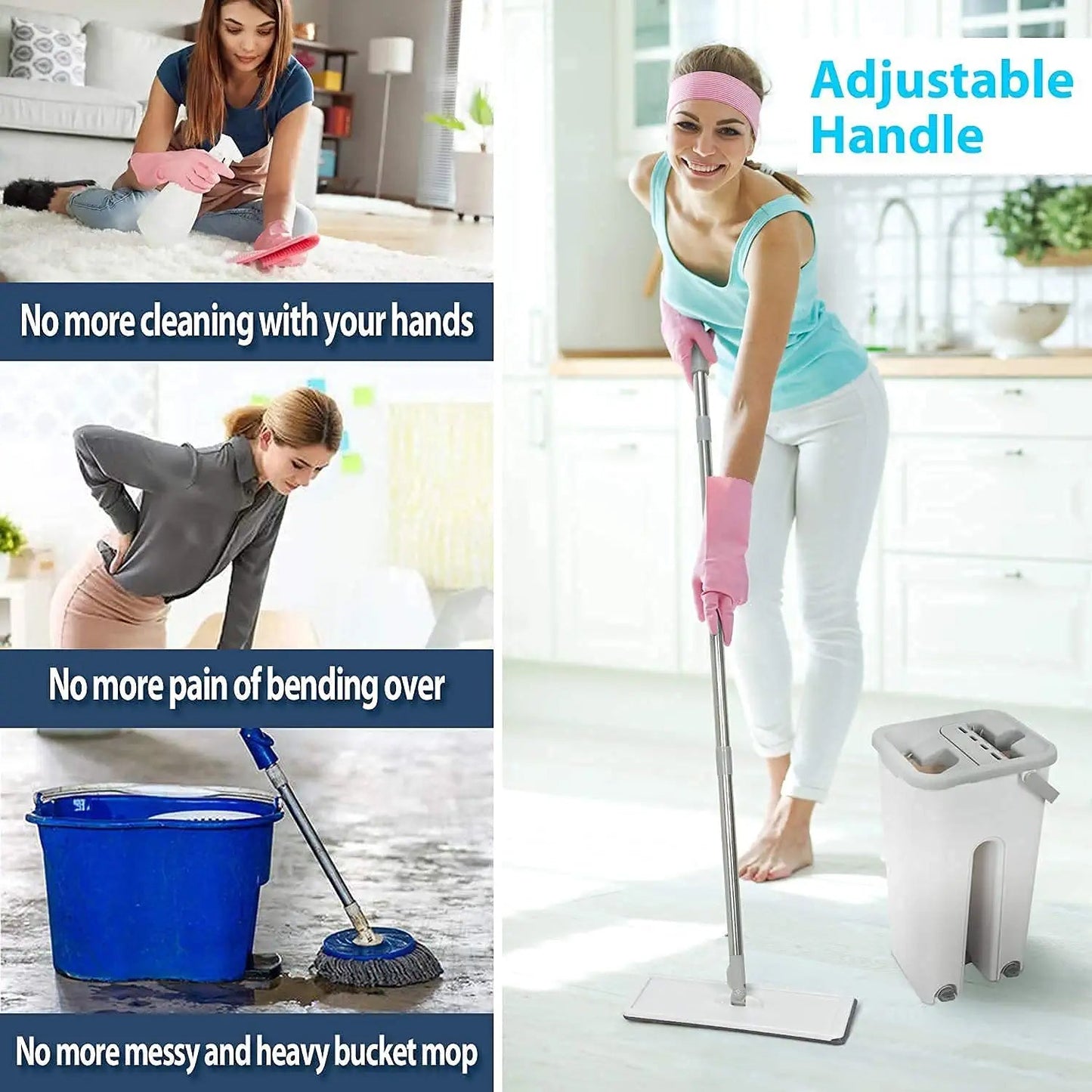 Scratch Cleaning MOP with 2 in 1 SELF Clean WASH Dry Hands Free Flat Mop - Springkart 