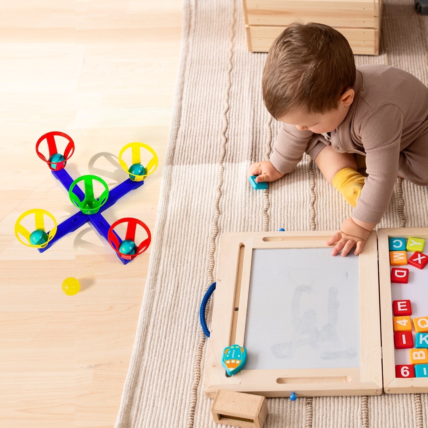Baskets and balls fun toy for kids with 5 basket and 5 balls. - Springkart 