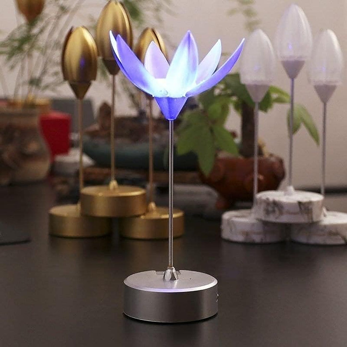 Lotus Flower Lamp with Music, Touch Open and Close, USB Rechargeable (1 Pc / Only One Color)