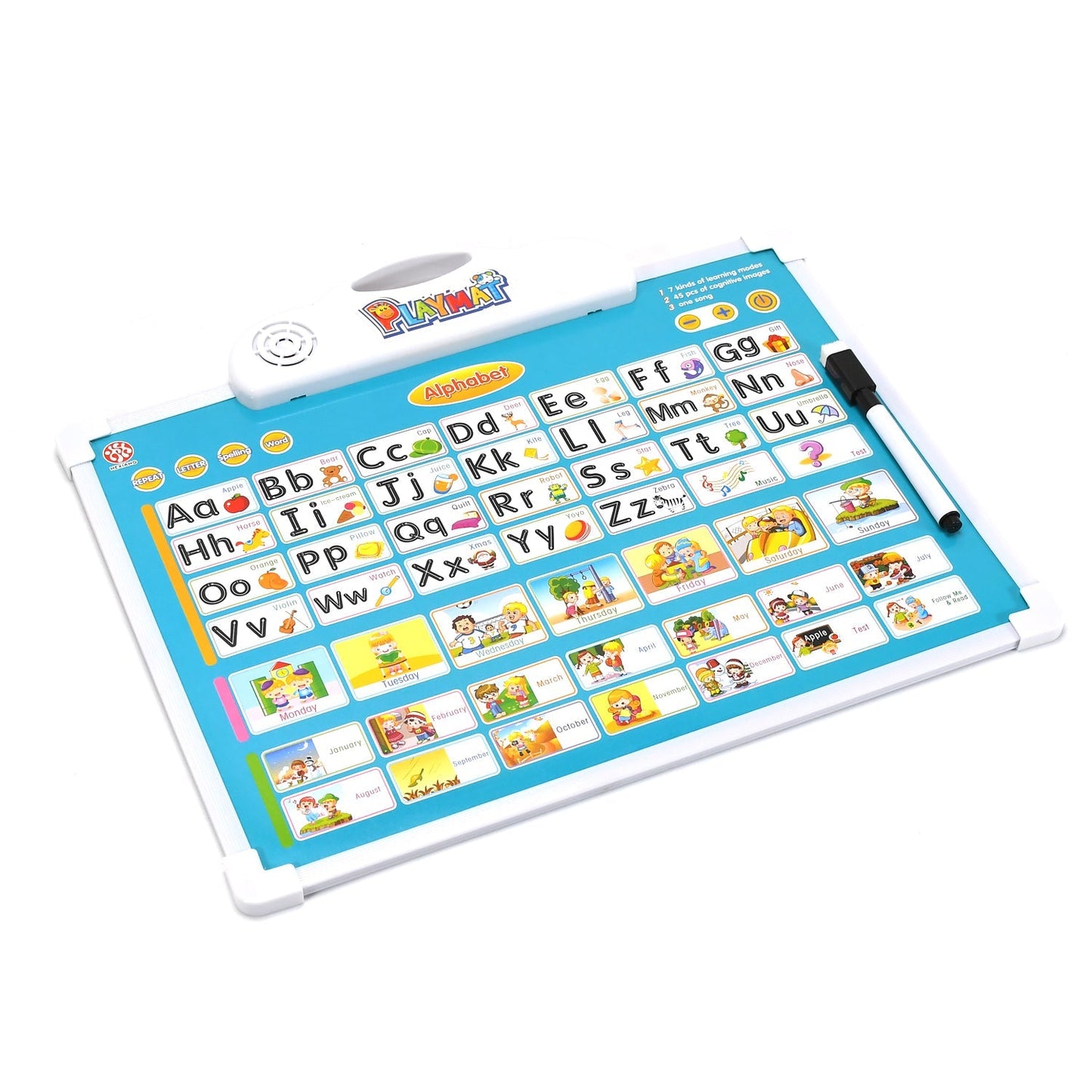Learning Board 2in1 - Educational PAD for Kids Musical Board for Alphabet ABC Learning Toy Play Mat & Drawing with One Doodle Pen - Springkart 