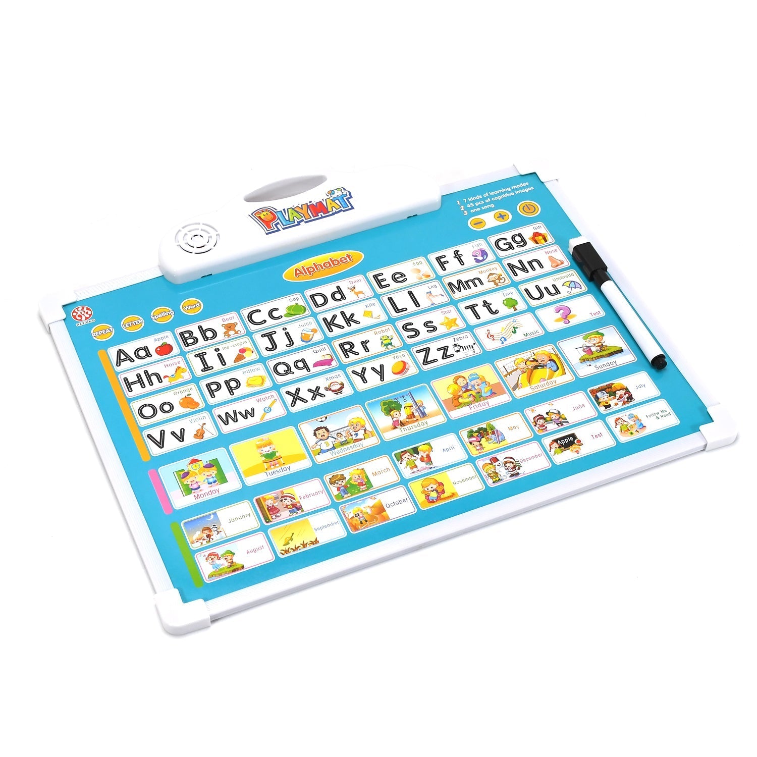 Learning Board 2in1 - Educational PAD for Kids Musical Board for Alphabet ABC Learning Toy Play Mat & Drawing with One Doodle Pen - Springkart 