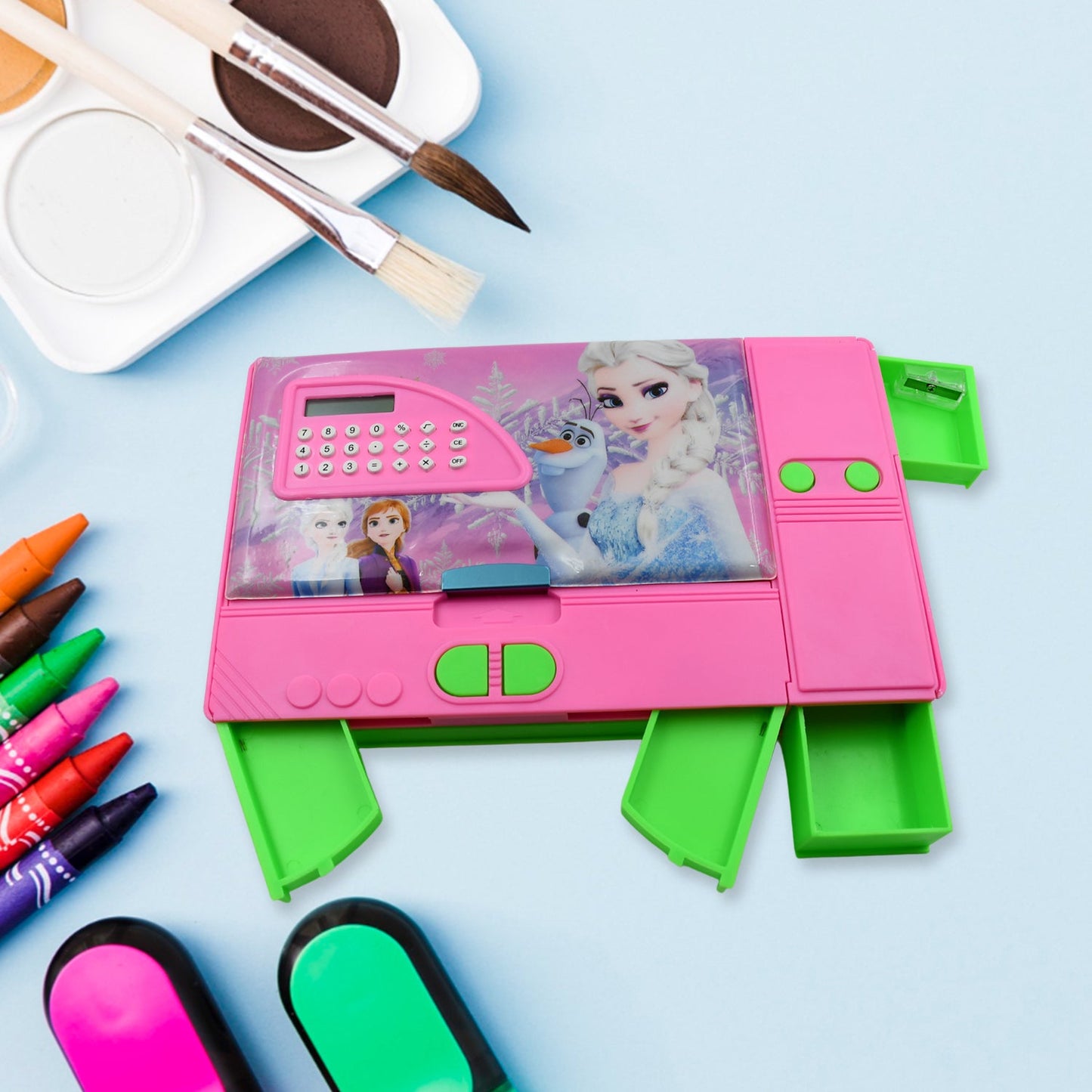 Multi Purpose Gadget Jumbo Pencil Box Compass With Calculator Jumbo 2 Side Slot Geometry Box Compass Use School , Traveling & Studio - Springkart 