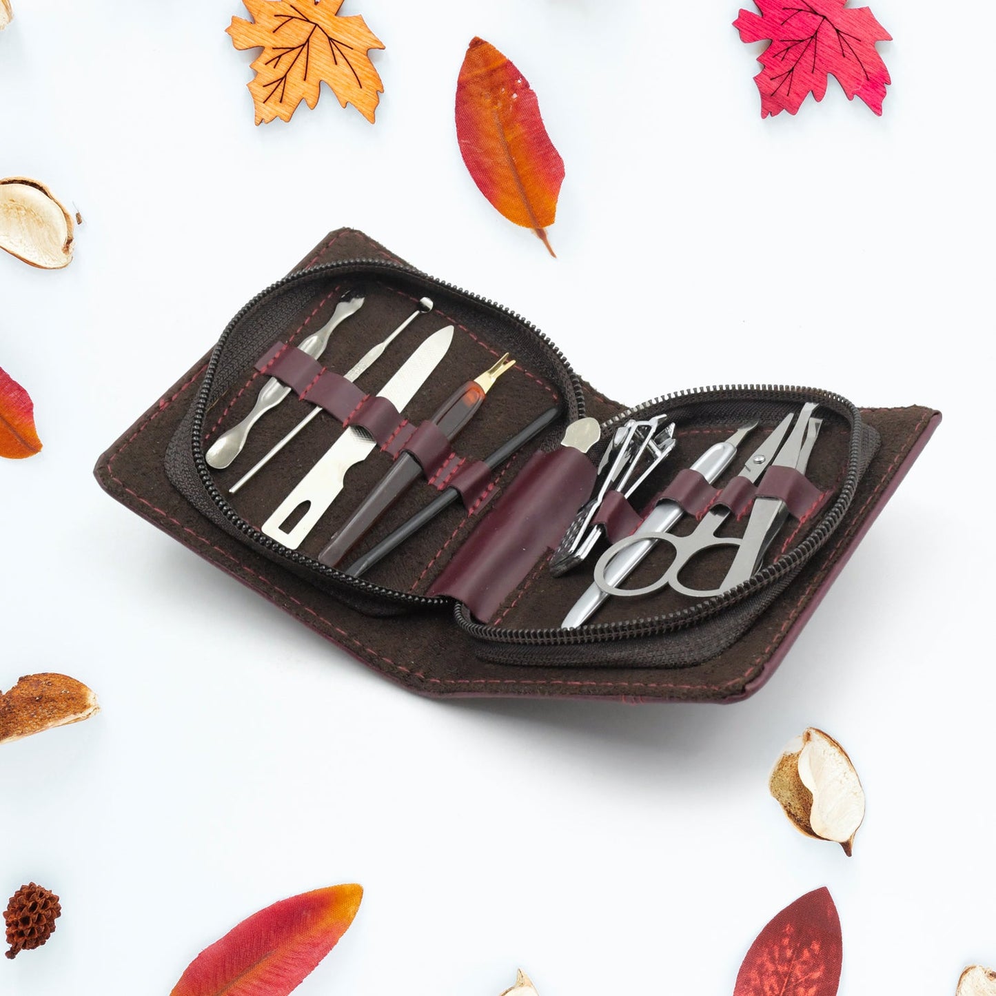 Nail Clipper Kit Fingernail Clipper, Manicure Set, Stainless Steel Nail Cutter Set ,Manicure Tool, Nail Clippers Care Tools with Lightweight and Beautiful Travel Leather Case (9 Pc Set) - Springkart 