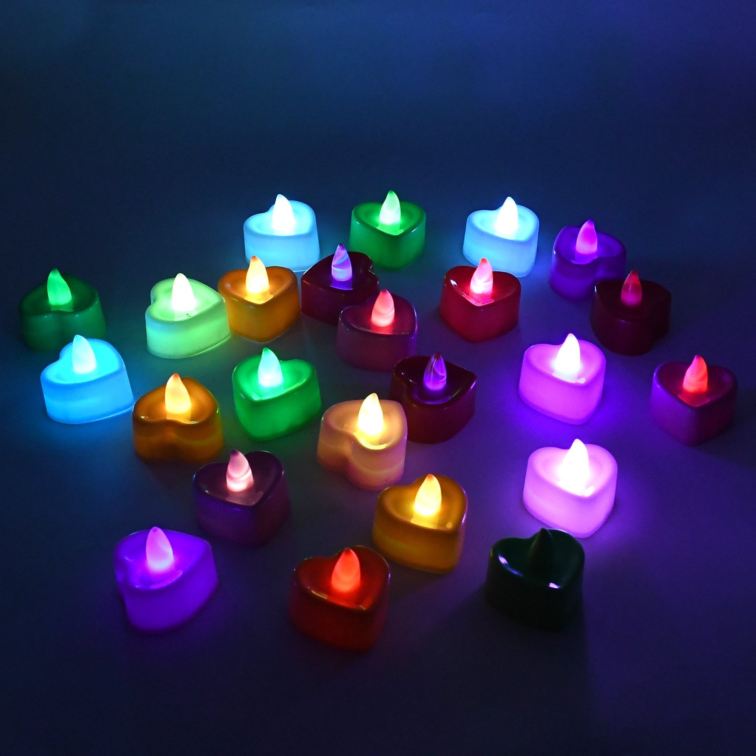 Heart Shape Battery Operated Tea Light LED Candles, for Decoration Use (24 Pc Set) - Springkart 