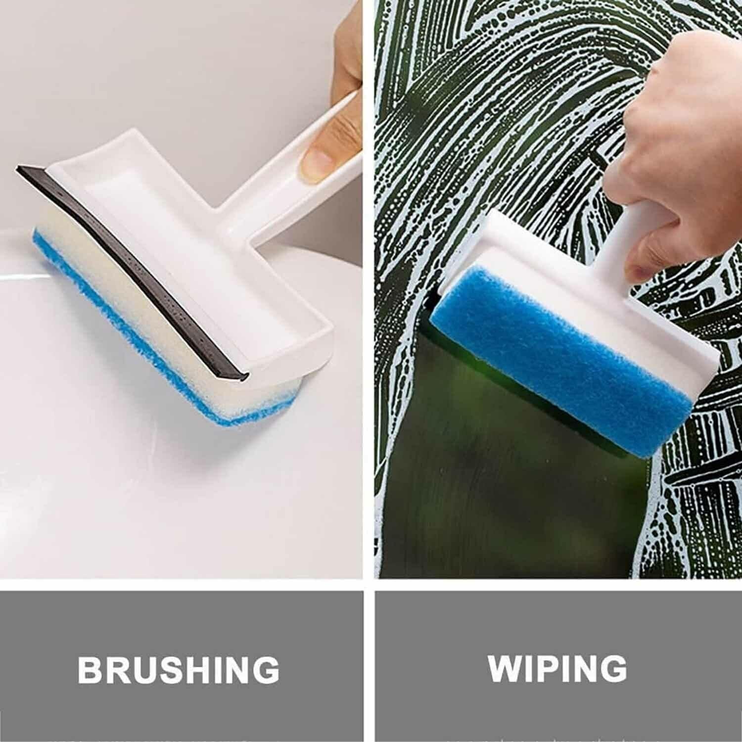 2-in-1 Glass Wiper & Cleaning Brush | Double-Sided Mirror, Tile, and Grout Cleaner for Bathroom & Windows - Springkart 