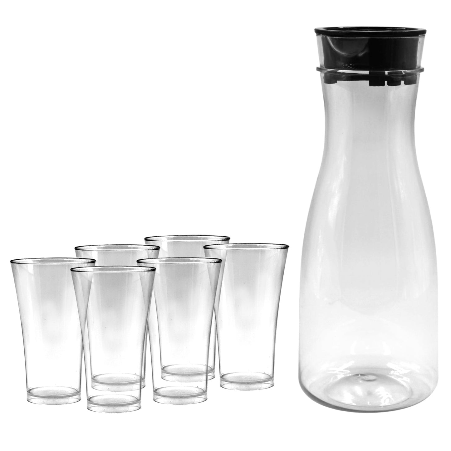 Transparent water jug and 6 glass combo set, perfect for dining and office use.