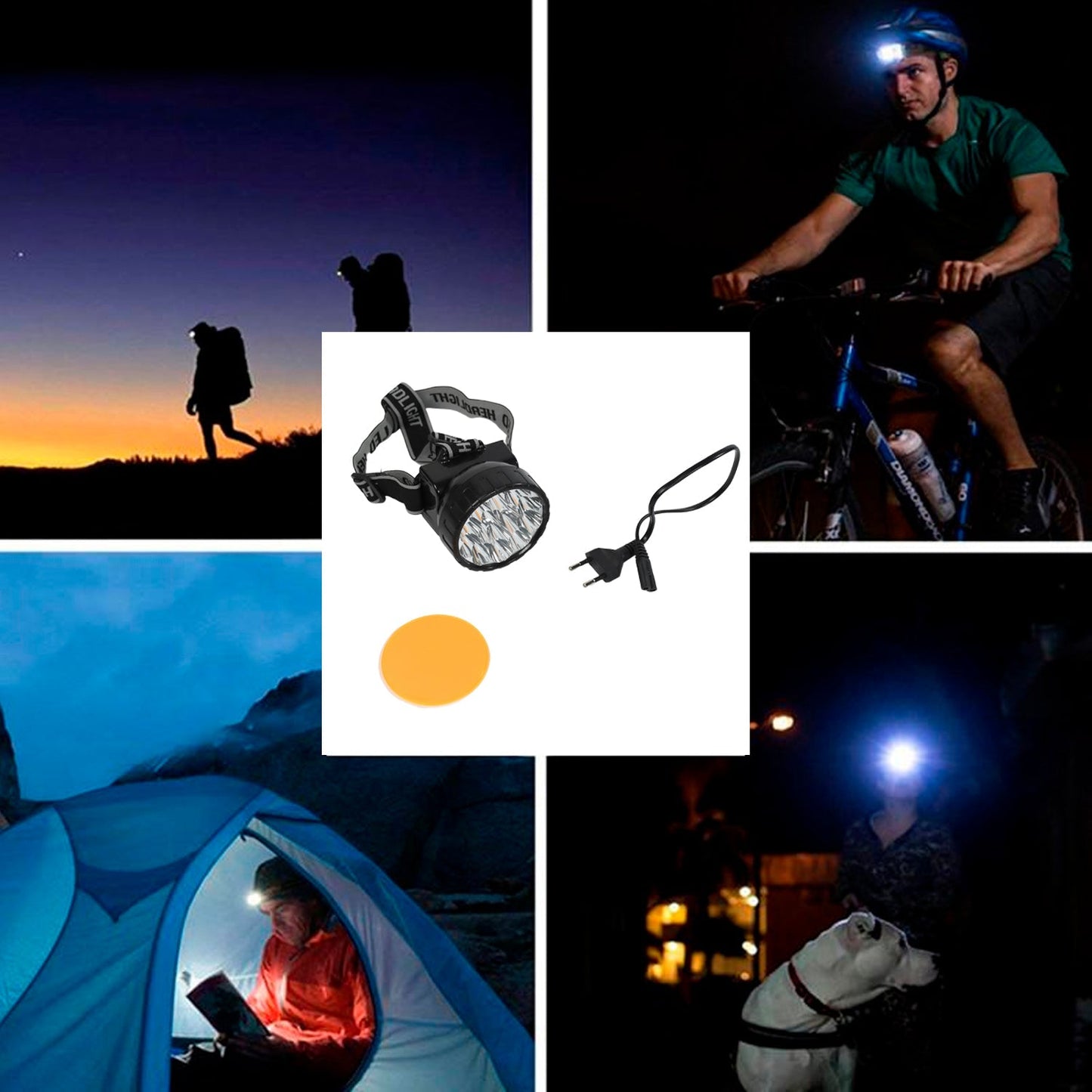 Head Lamp 15 Led Long Range Rechargeable Lamp Use For Camping, Hiking - Springkart 