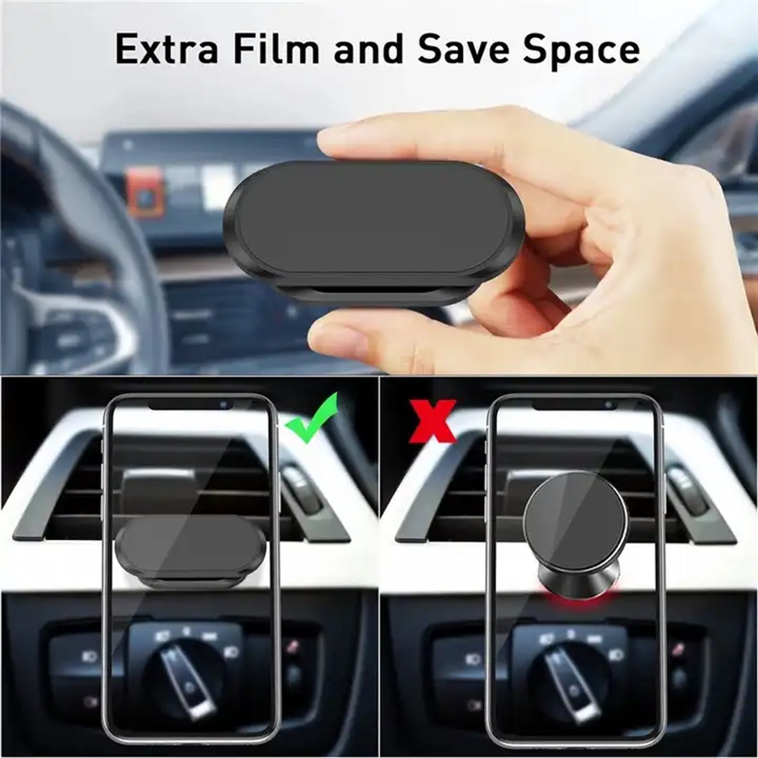 Magnetic Phone Mount/Holder for Car, Super Strong Magnet Universal Car Mount, Dashboard 360° Rotation for Car, Desk, Office, Home & Kitchen for All Smart phones (1 Pc) - Springkart 