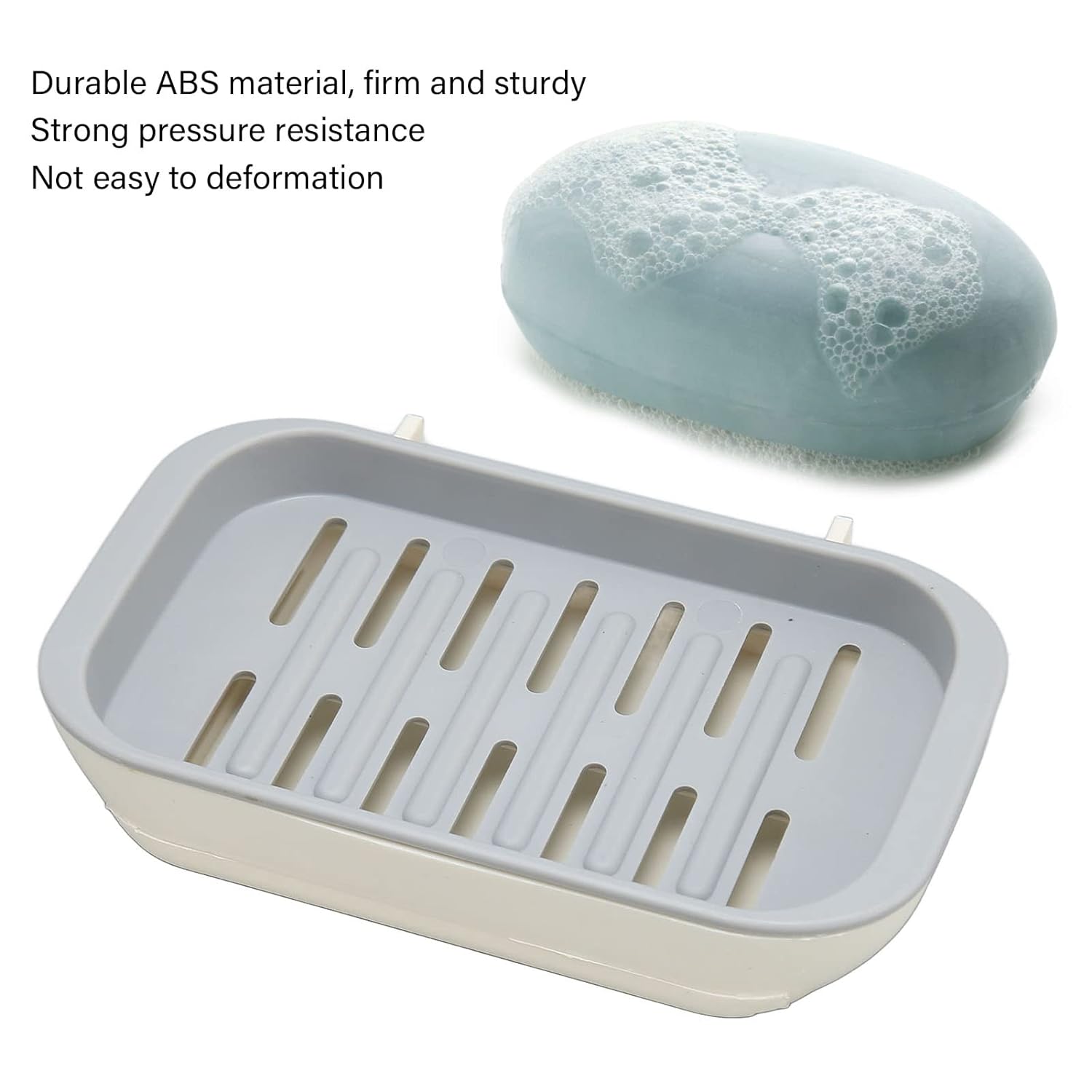 Bathroom Soap Holder, Soap Dish Container, Soap Case for Water Draining, Soap Holder Tray with Adhesive Sticker - Springkart 