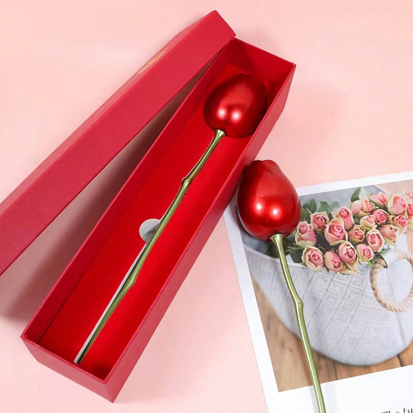 Metal Red Rose Couple Jewelry Box-Fancy Jewelry Box (1 Pc) - Springkart 