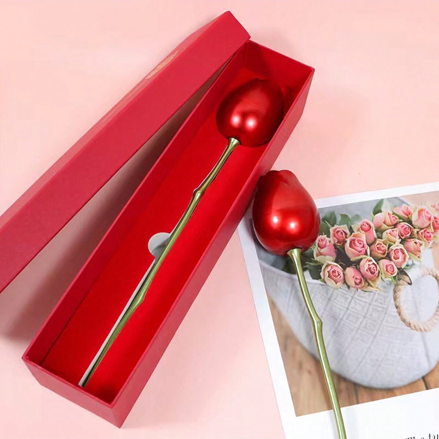 Metal Red Rose Couple Jewelry Box-Fancy Jewelry Box (1 Pc) - Springkart 