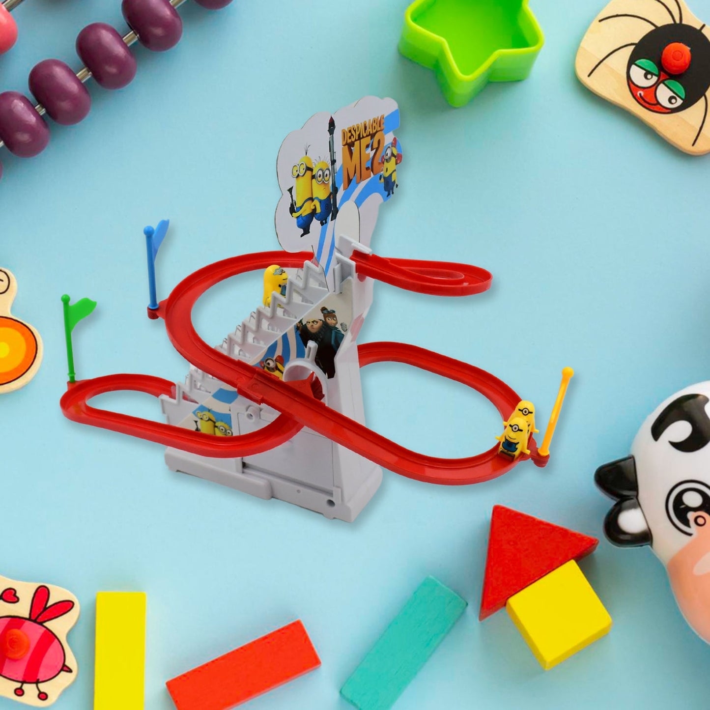 Ducks Climb Stairs Toy Roller Coaster, Electric Duck Chasing Race Track Set, Fun Duck Stair Climbing Toy with Flashing Lights Music and 3 Ducks, Small Ducks Climbing Toys - Springkart 