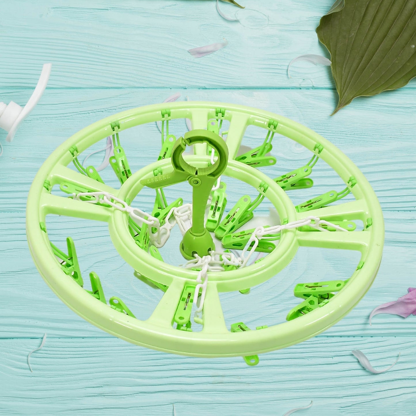 PLASTIC ROUND CLOTH DRYING HANGING HANGER ( 15 CLIPS ) - Springkart 