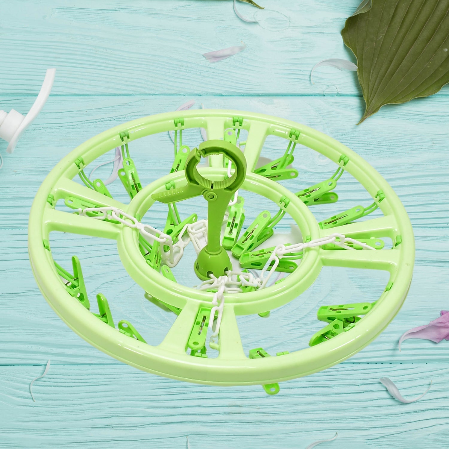PLASTIC ROUND CLOTH DRYING HANGING HANGER ( 15 CLIPS ) - Springkart 