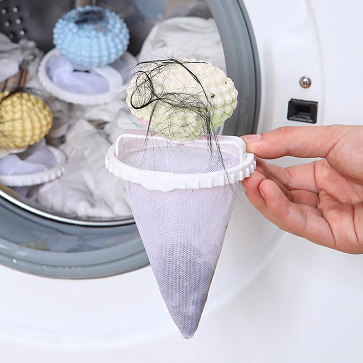 Reusable Washing Machine Floating Cylindrical Shape Lint Mesh Bag ( 1 Pc) - Springkart 