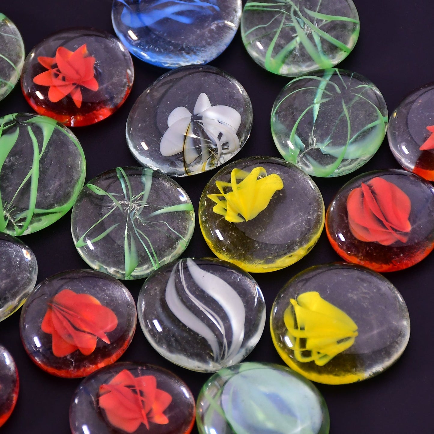 Glass Gem Stone, Flat Round Marbles Pebbles for Vase Fillers, Attractive pebbles for Aquarium Fish Tank. - Springkart 