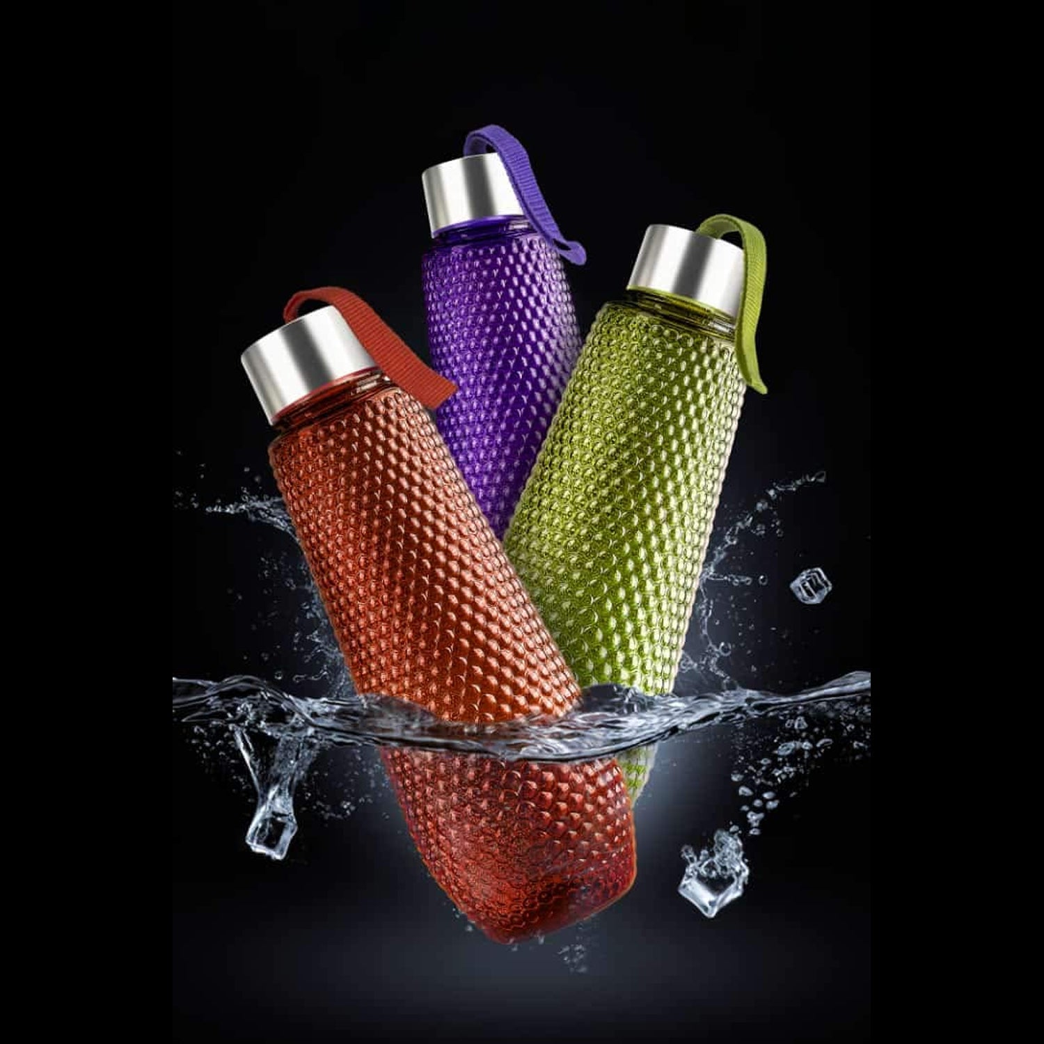 Plastic Fridge Water Set With Steel Finish Cap (3 Pieces 1 litre) - Springkart 