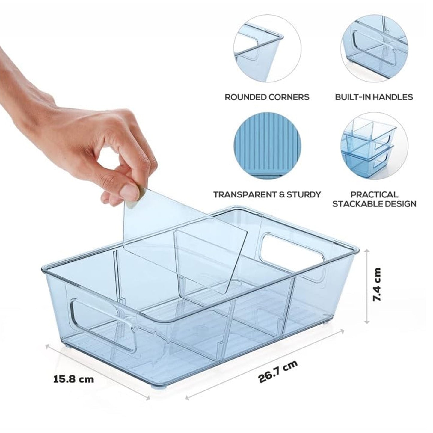 Plastic Refrigerator Organizer Bins, Set Of 2 Stackable Fridge Organizers with Handle, Clear Organizing Food Fruit Vegetables Pantry Storage Bins for Freezer kitchen Cabinet Organization and Storage (2 Pcs Set Mix Color) - Springkart 