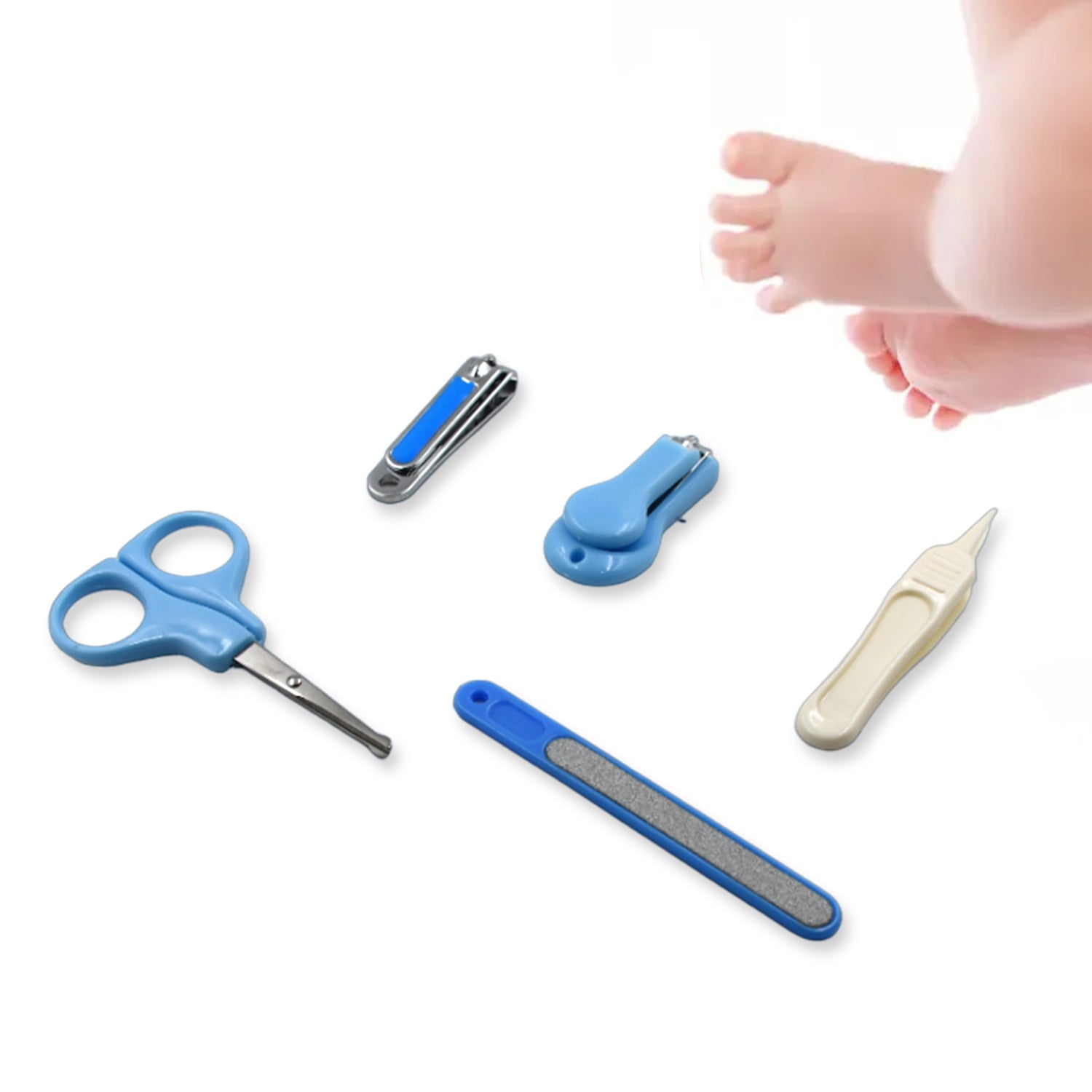 Baby Care Baby Nail Clipper, Scissor, Tweezer and Nail Cleaning Sets, The Best Baby Shower Gift for Baby Girl and Baby Boy (5 Pc Set) - Springkart 
