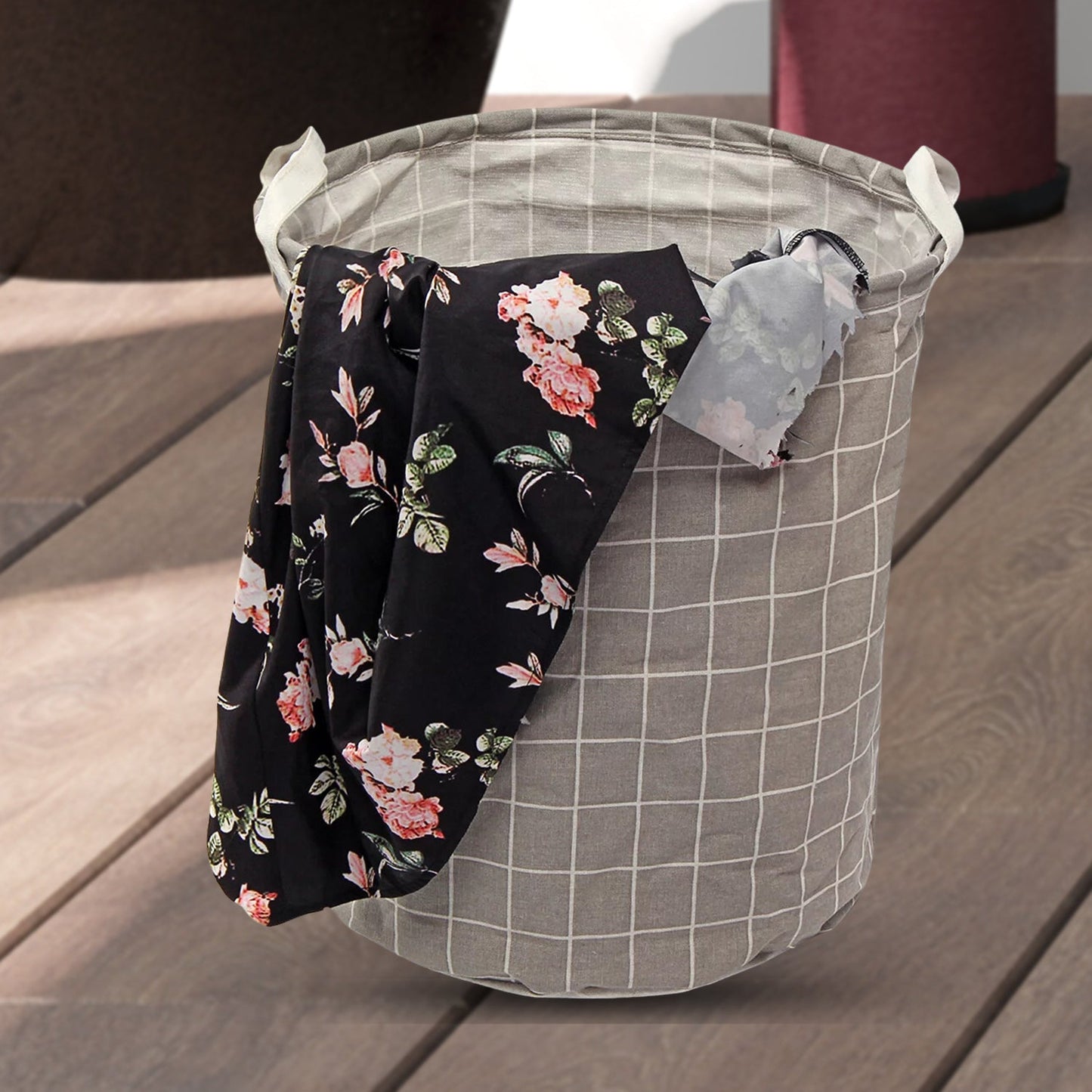 Folding Laundry Basket Round Storage Bag (1 Pc / 40 × 30 Cm) - Springkart 