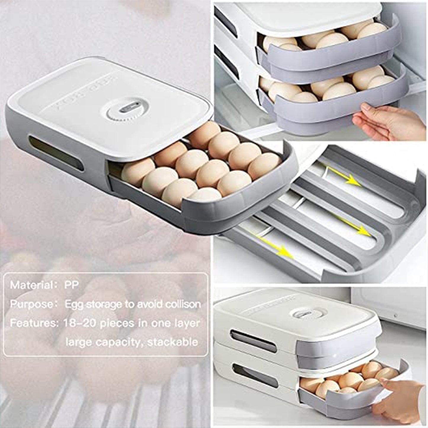 Egg Storage Box Plastic Egg Drawer Fridge Egg Organizer Egg Keeper Refrigerator Egg Drawer Plastic Egg Carton Covered Egg Holder Pantry Egg Bin Household Egg Tray (1 Pc) - Springkart 