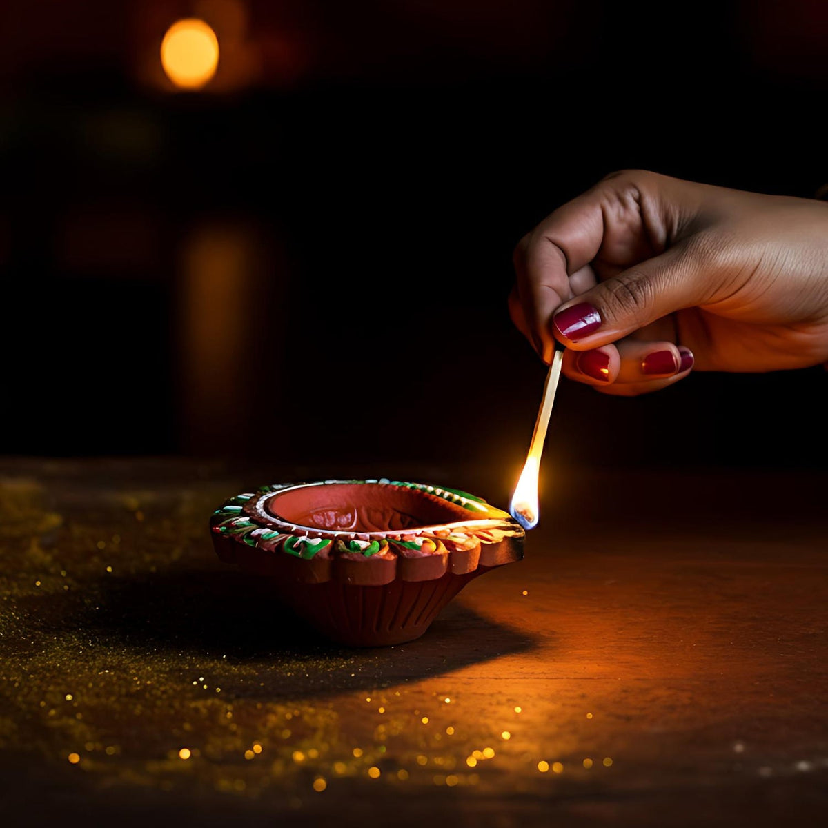 Decorative Hand Painted Clay Puja Diya for Diwali Home Indoor Outdoor Handmade Diya (6 Pcs Set/ Mix Design) - Springkart 
