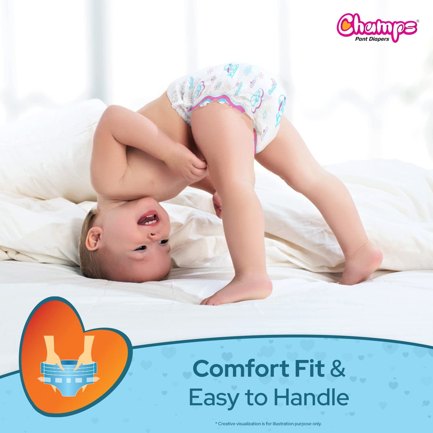 Champs Soft and Dry Baby Diaper Pants 74 Pcs (Medium Size M74) - Springkart 