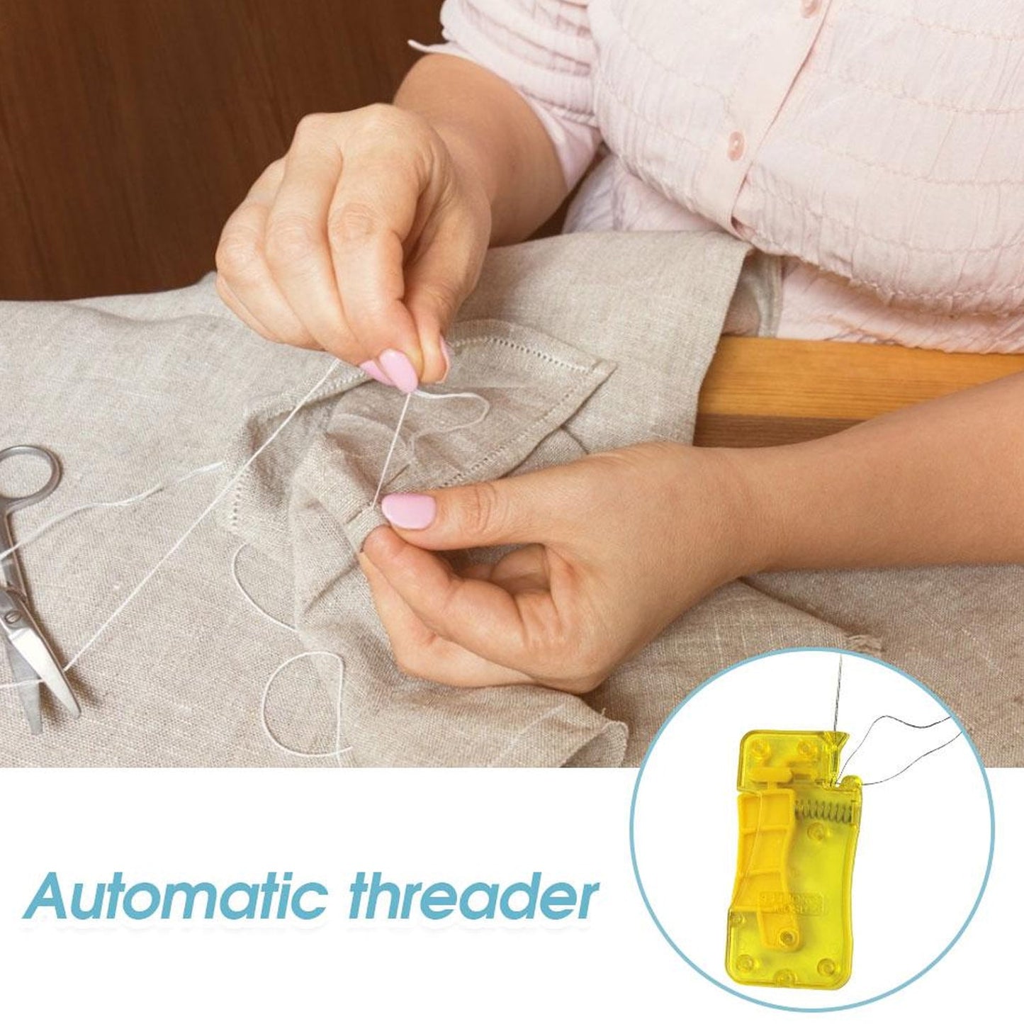 Needle Threader, Stylish Appearance Comfortable Grip Lightweight Portable Automatic Needle Threader for Sewing for Home (1 Pc) - Springkart 