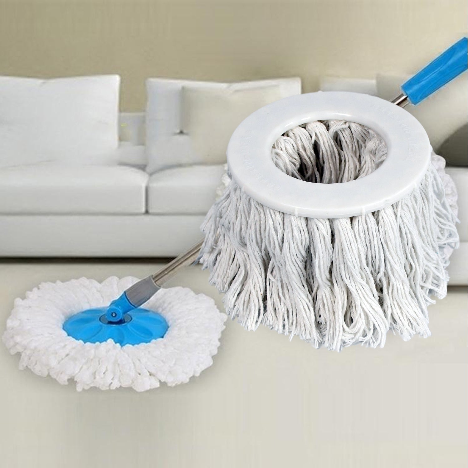 Microfiber Spin Mop Replacement Head Round Shape Standard Size Spin mop Refills For All Type Mop Use - Springkart 