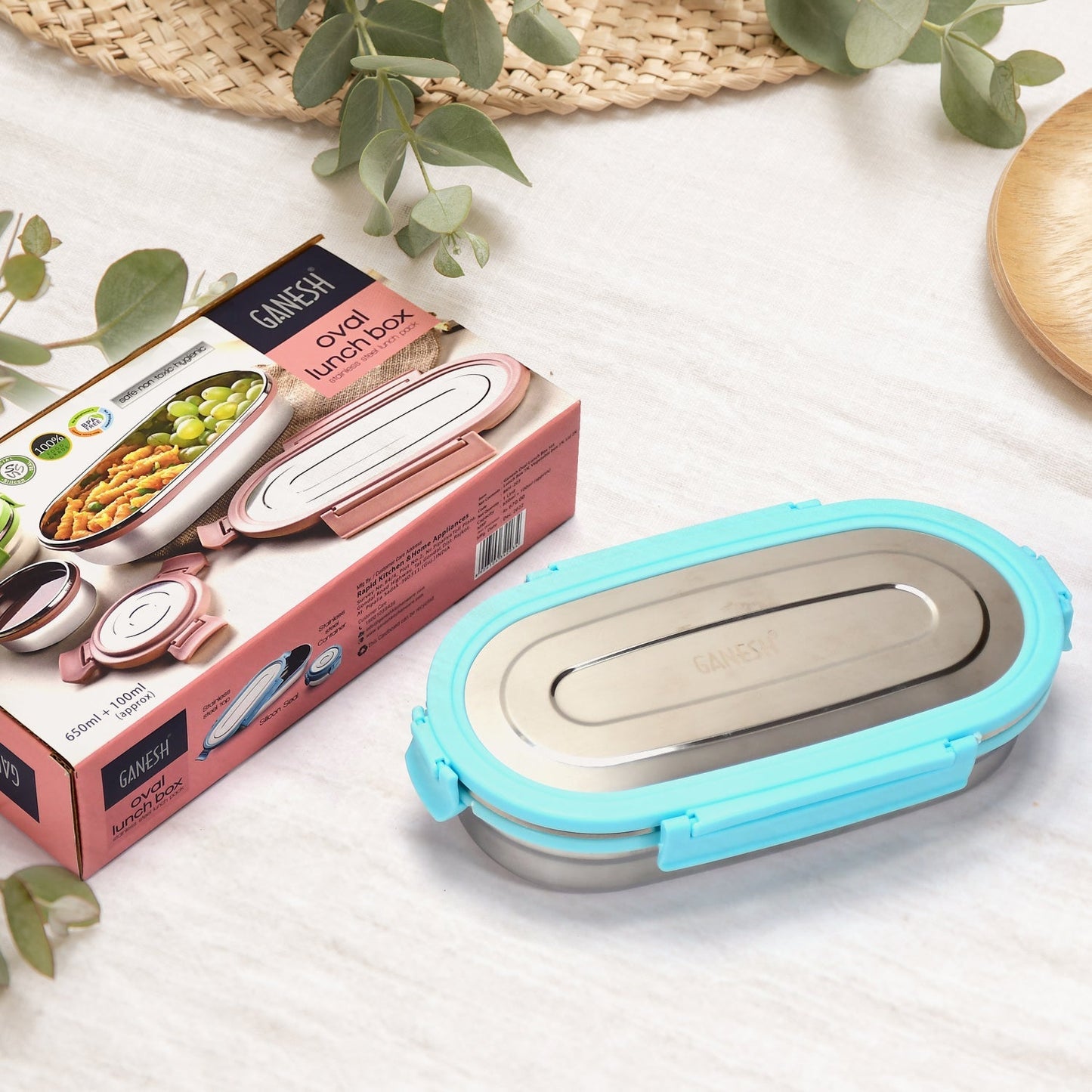 Ganesh Stainless Steel Lunch Box & Small Container ( Set Of 2 Pcs ) - Springkart 