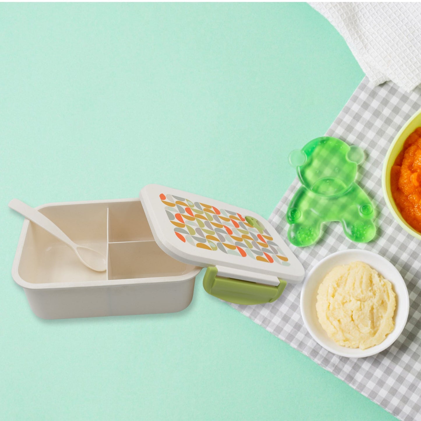 Lunch Box 3 Compartment With Leak Proof Lunch Box & 1 spoon, For School & Office Use - Springkart 